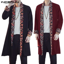 Load image into Gallery viewer, Japan Style Autumn Coat Men's Coat Cardigan Long Sleeve Open Stitch Floral Loose Patchwork Outwear Hombre Shirt Camisas Fashion
