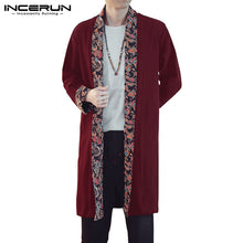 Load image into Gallery viewer, Japan Style Autumn Coat Men's Coat Cardigan Long Sleeve Open Stitch Floral Loose Patchwork Outwear Hombre Shirt Camisas Fashion